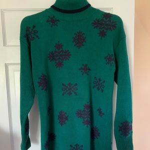 Vintage 1990 green and blue turtleneck sweater